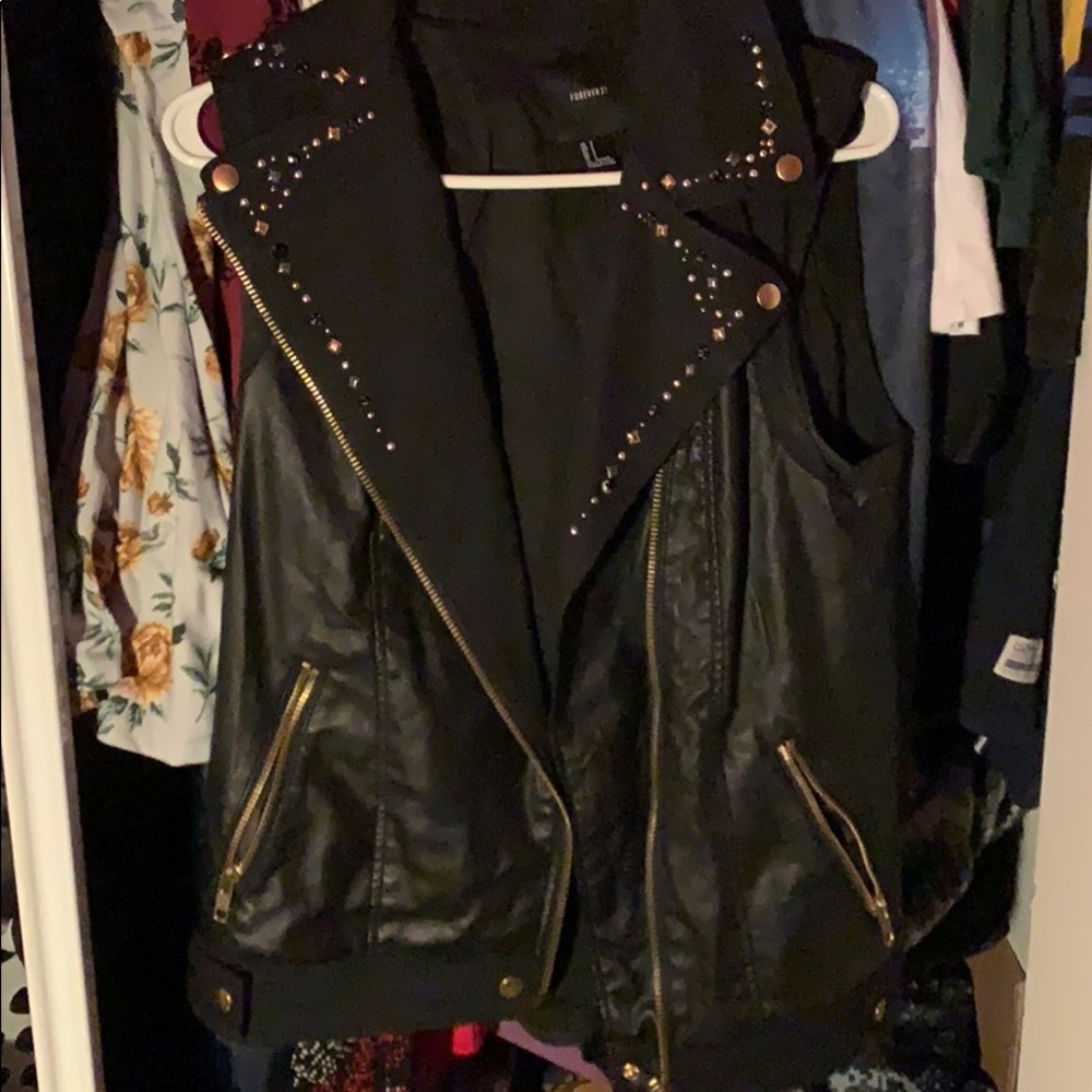 Faux leather vest